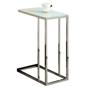 atlin designs glass top end table in chrome