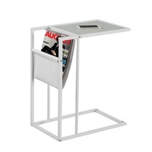 Atlin Designs Metal End Table with Magazine Rack in White