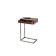Atlin Designs Metal End Table with Drawer in Walnut
