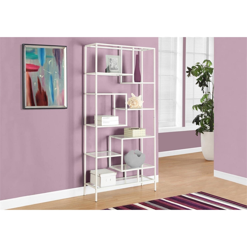 Atlin Designs Metal White Bookcase Rectangular 72