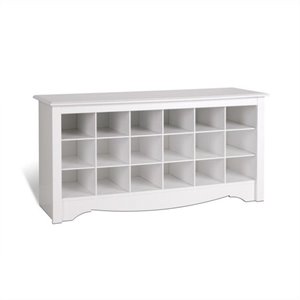 atlin designs 18 cubby shoe storage bench in white