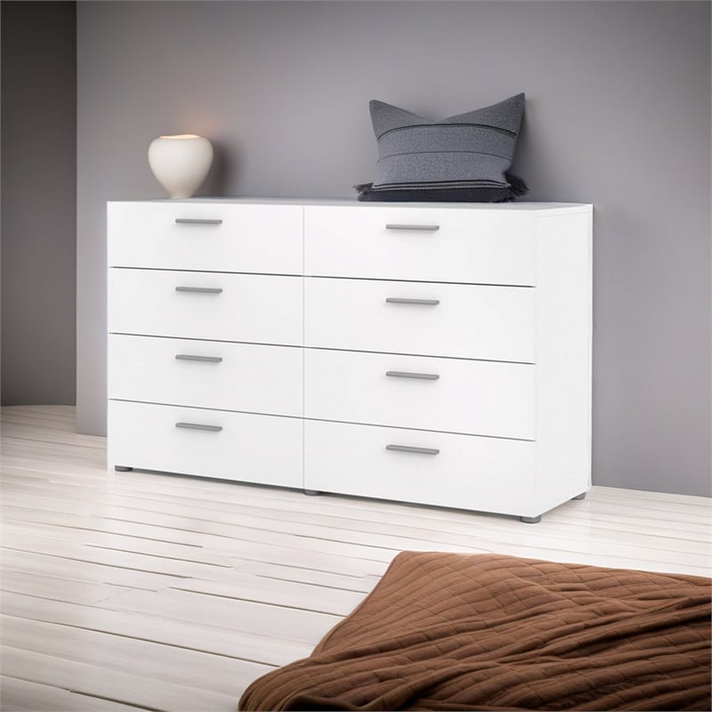 Atlin Designs Engineered Wood Contemporary Wood 8 Drawer Double Dresser in White