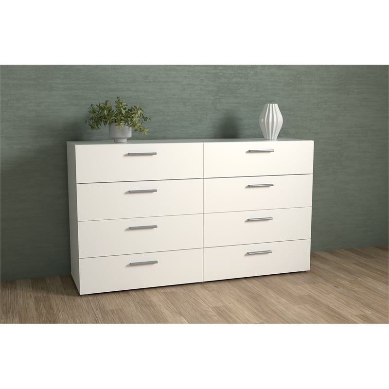Atlin Designs Engineered Wood Contemporary Wood 8 Drawer Double Dresser in White