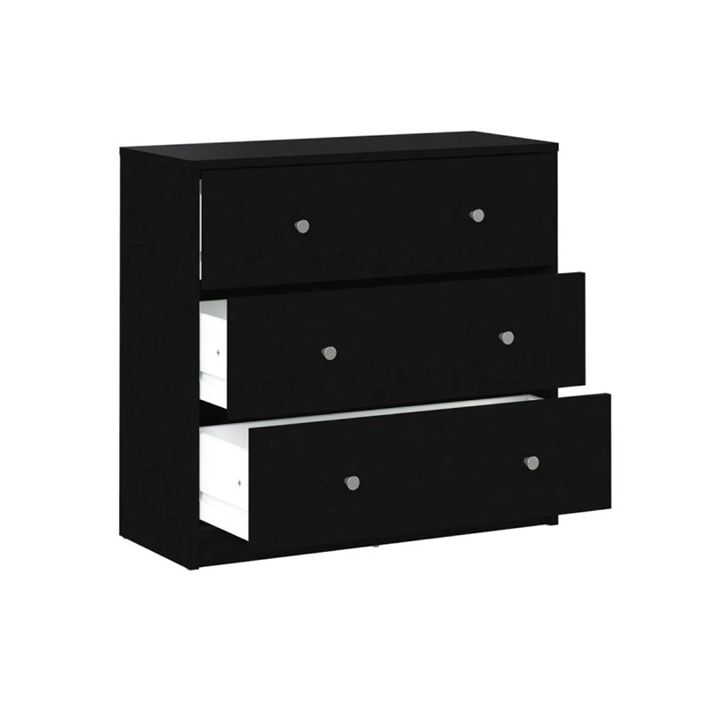 Atlin Designs Traditional 3-Drawer Engineered Wood Chest Dresser in Black