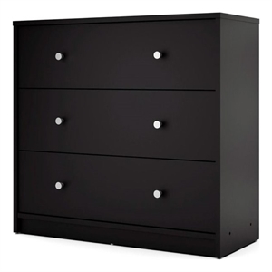 atlin designs contemporary 3 drawer wooden chest dresser in black