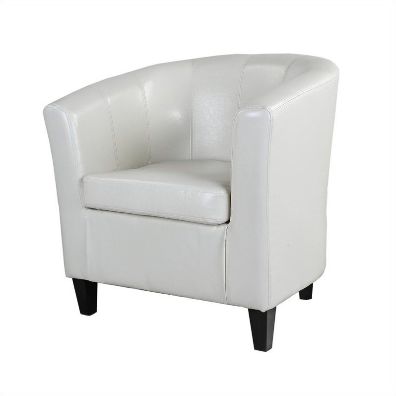Atlin Designs Leather Club Barrel Chair in White