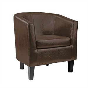 atlin designs leather club barrel chair in brown