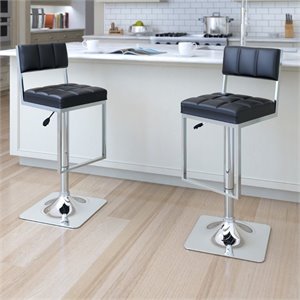 atlin designs adjustable faux leather bar stool in black (set of 2)