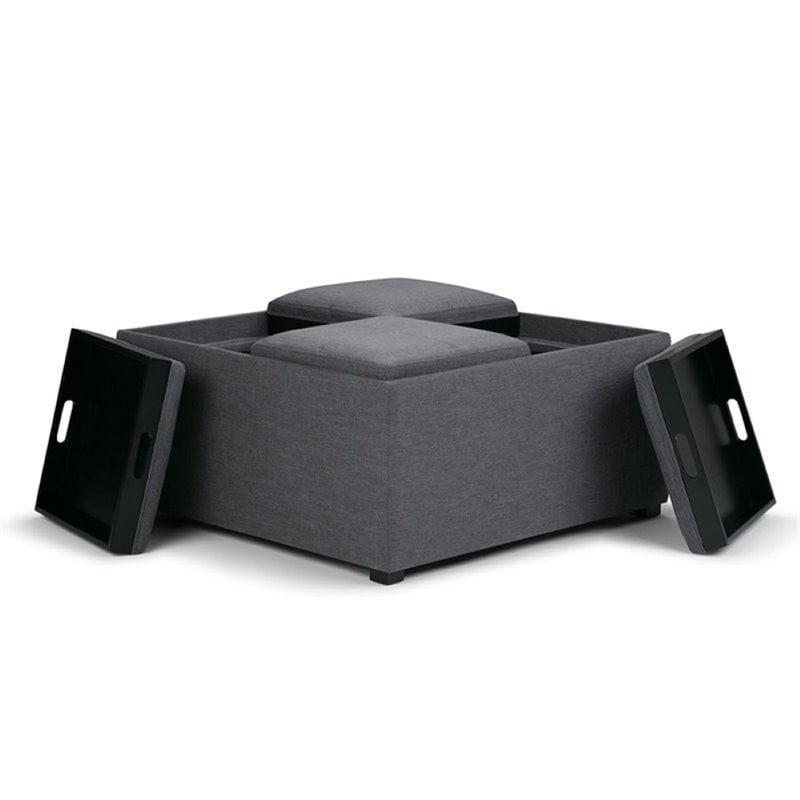 Atlin Designs Coffee Table Storage Ottoman in Gray