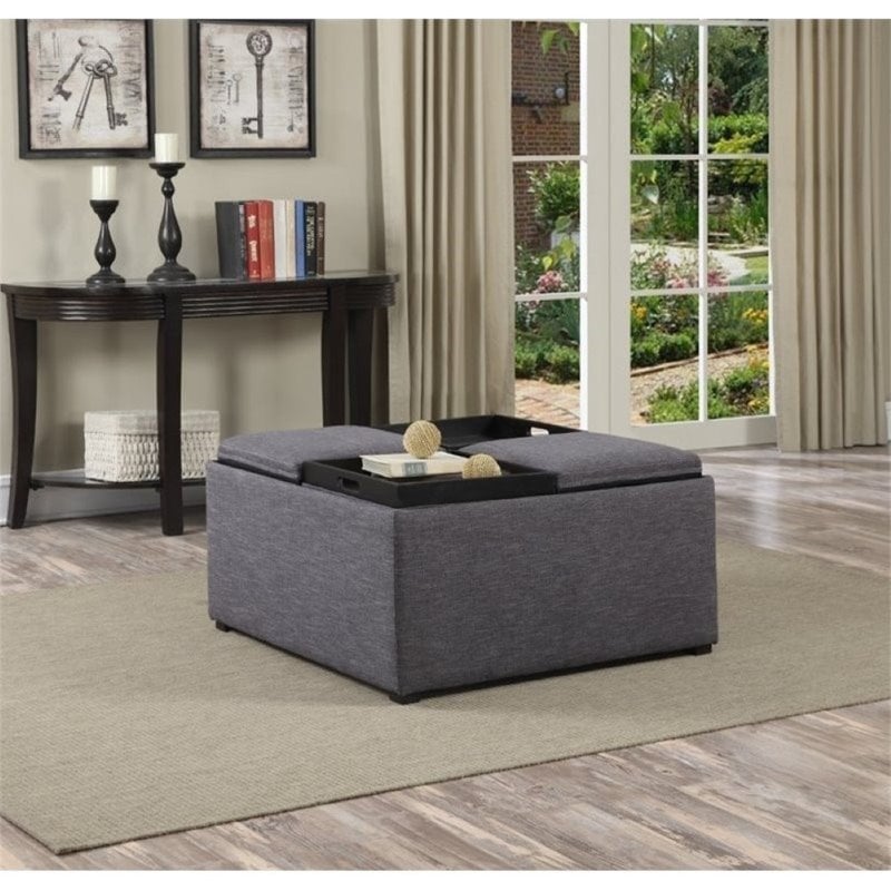 Atlin Designs Coffee Table Storage Ottoman in Gray