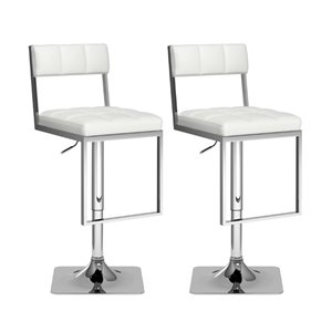 atlin designs adjustable faux leather bar stool in white (set of 2)