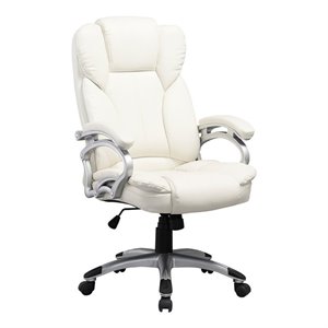 atlin designs executive faux leather office chair in white