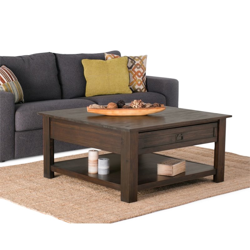 Atlin Designs Coffee Table in Distressed Charcoal Brown