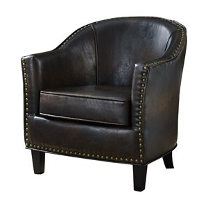 atlin designs faux leather tub chair in brown