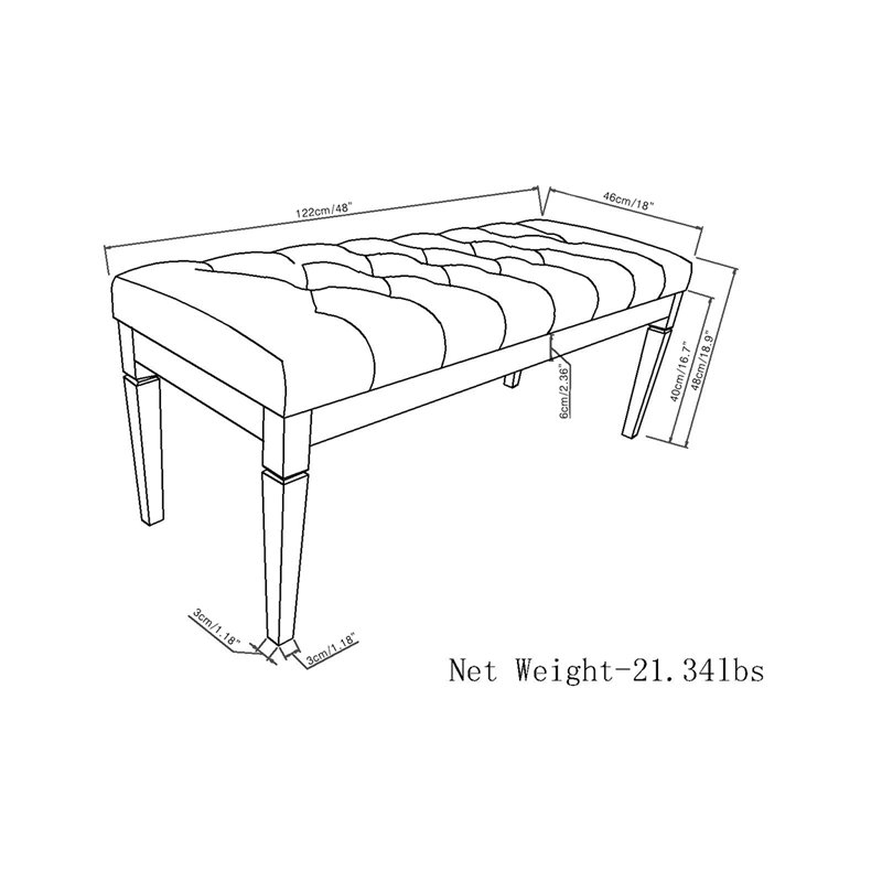 Atlin Designs Tufted Living Room Bench in Natural