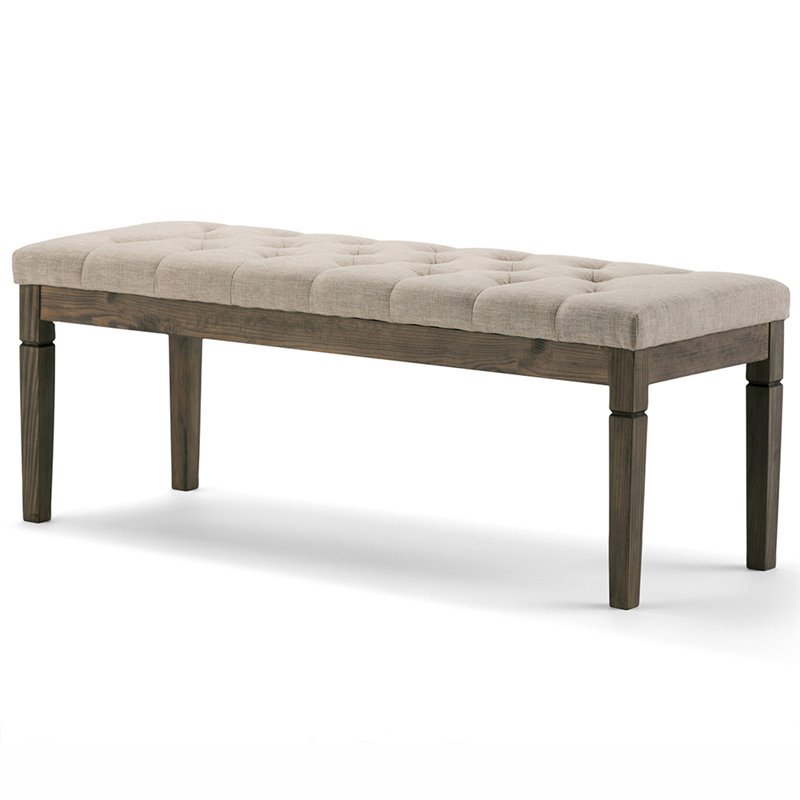 Atlin Designs Tufted Living Room Bench in Natural