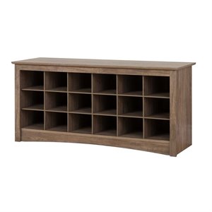 atlin designs 18 cubby shoe storage bench in drifted gray