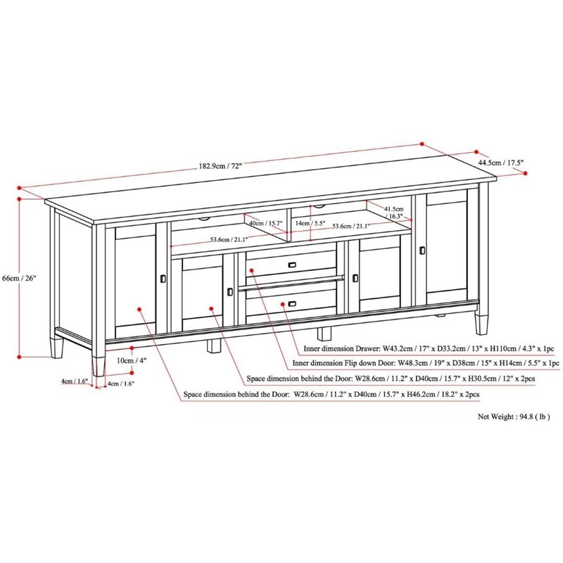 Atlin Designs Transitional Wood TV Stand for TVs up to 72