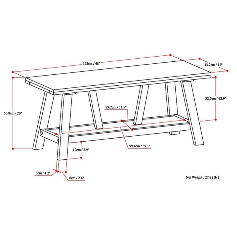 Atlin Designs Entryway Bench in Driftwood