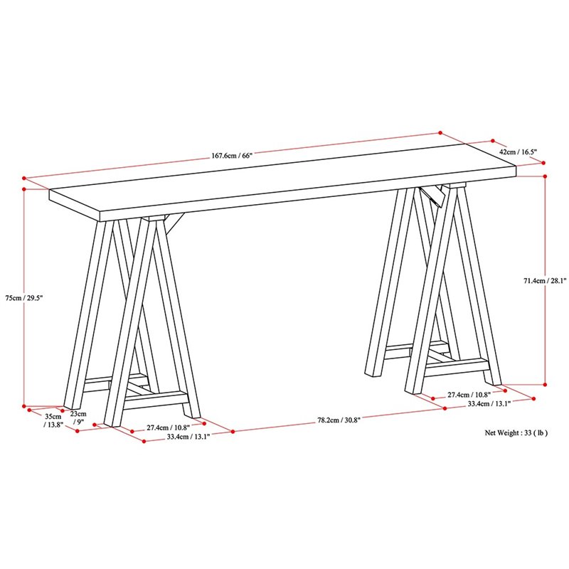 Atlin Designs Console Table in Medium Saddle Brown