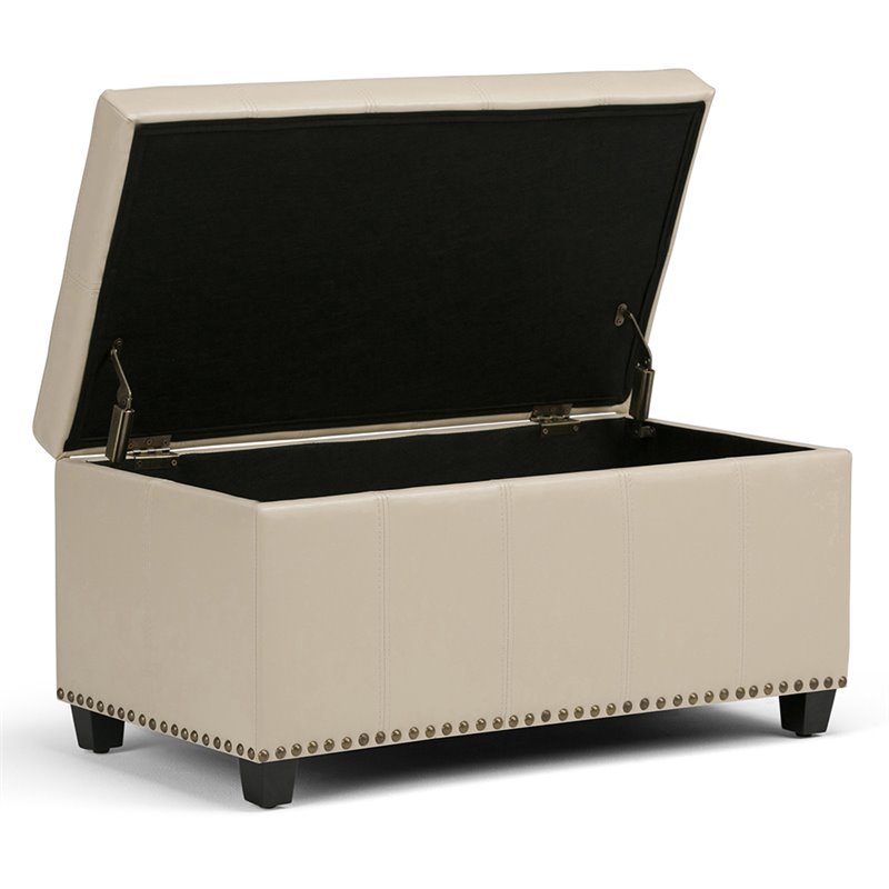 Atlin Designs Storage Ottoman in Satin Cream