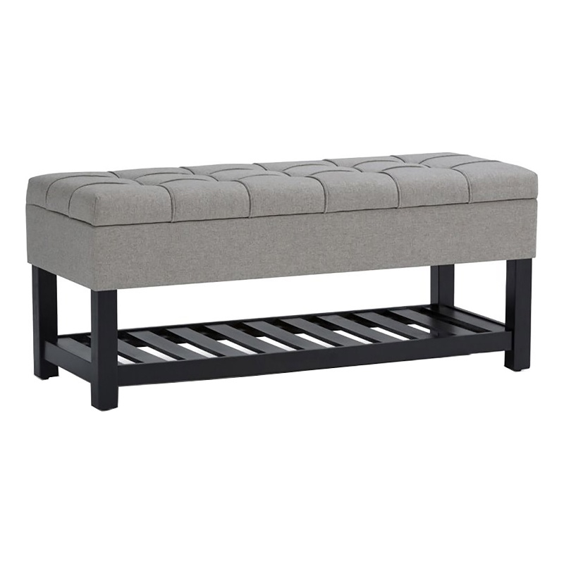 Atlin Designs Transitional Fabric Storage Ottoman Bench in Dove Gray