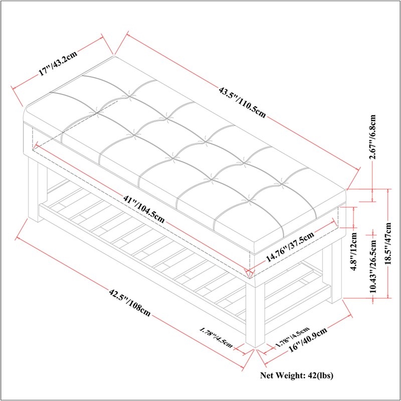 Atlin Designs Transitional Fabric Storage Ottoman Bench in Dove Gray