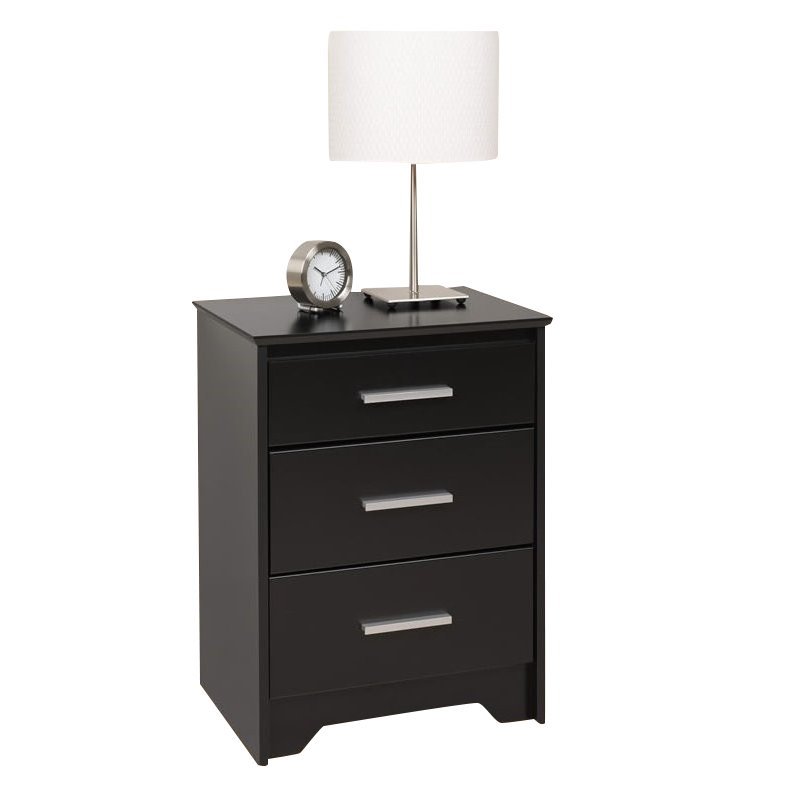 Atlin Designs Tall 3 Drawer Nightstand in Black AD382364