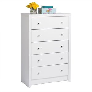 atlin designs 5-drawer chest in white laminate