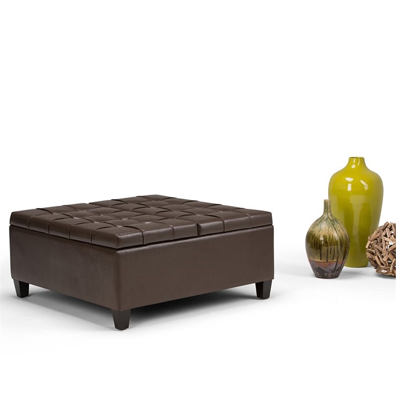 Atlin Designs Storage Coffee Table Ottoman in Chocolate Brown