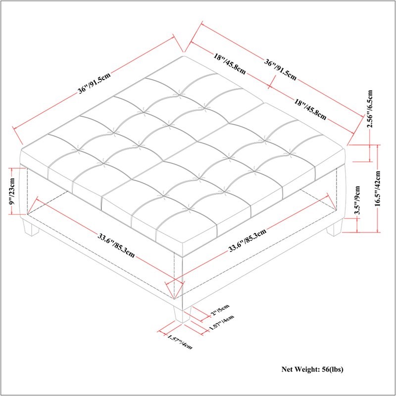 Atlin Designs Storage Coffee Table Ottoman in Chocolate Brown