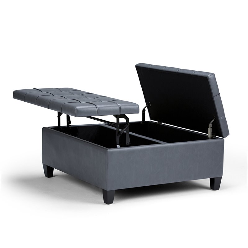 Atlin Designs Storage Coffee Table Ottoman in Stone Gray