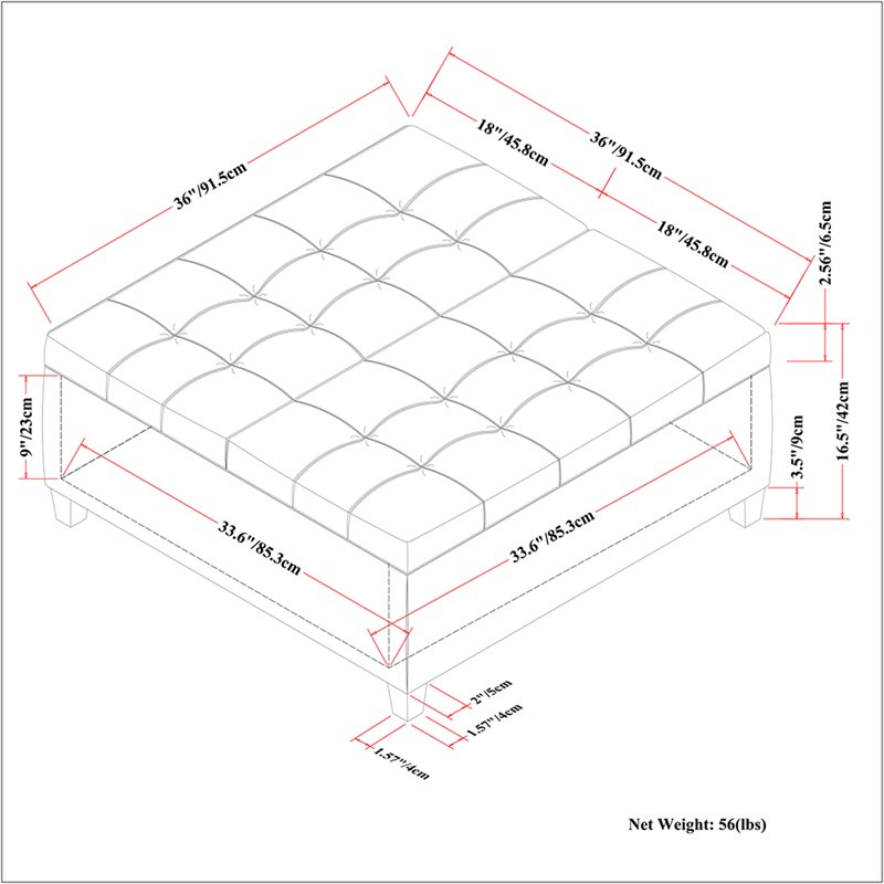 Atlin Designs Storage Coffee Table Ottoman in Dove Gray