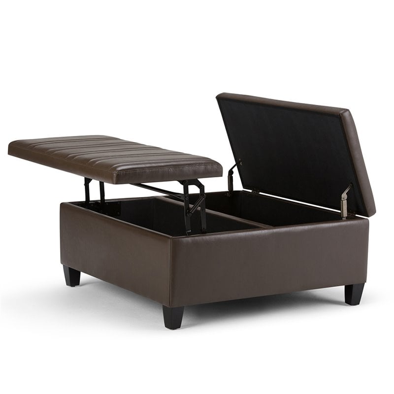 Atlin Designs Storage Coffee Table Ottoman in Chocolate Brown