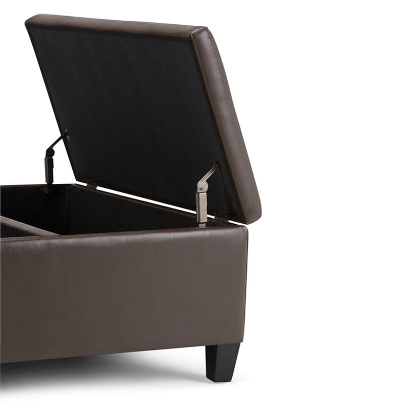 Atlin Designs Storage Coffee Table Ottoman in Chocolate Brown