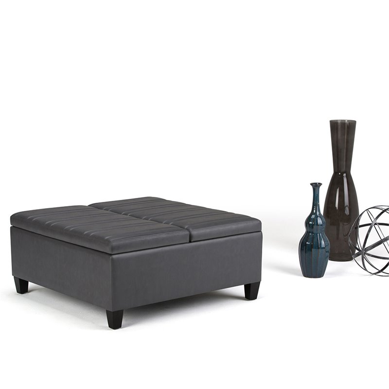 Atlin Designs Storage Coffee Table Ottoman in Stone Gray