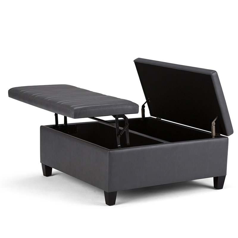 Atlin Designs Storage Coffee Table Ottoman in Stone Gray