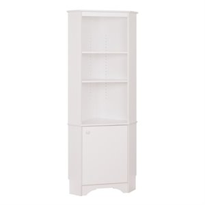atlin designs tall corner storage cabinet in elite white