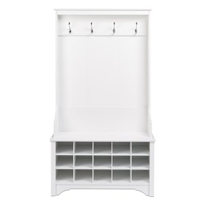 Atlin Designs Wide Hall Tree with Shoe Storage in White