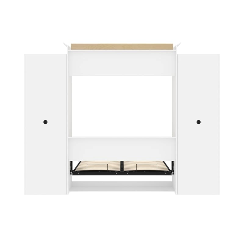 Atlin Designs Wood Queen Murphy Bed & 2 Organizers with Doors in White