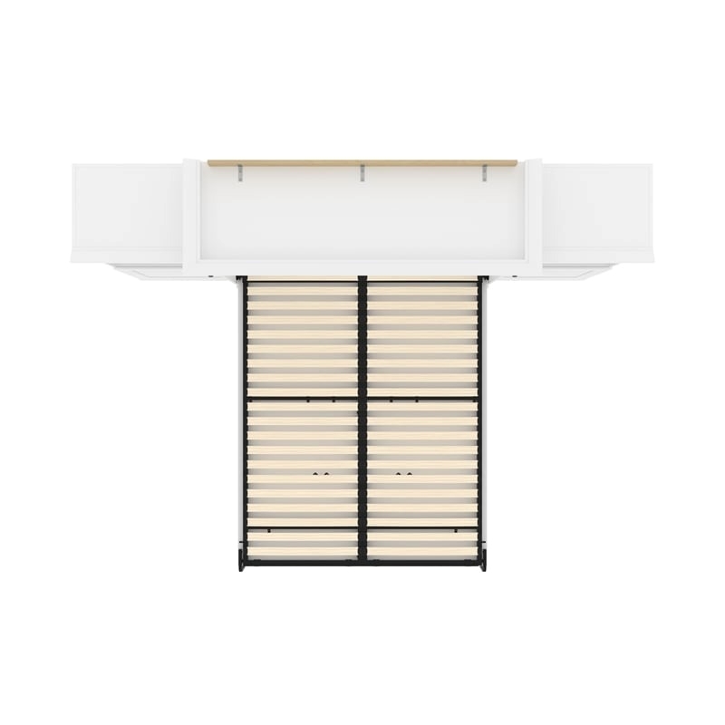 Atlin Designs Wood Queen Murphy Bed & 2 Organizers with Doors in White