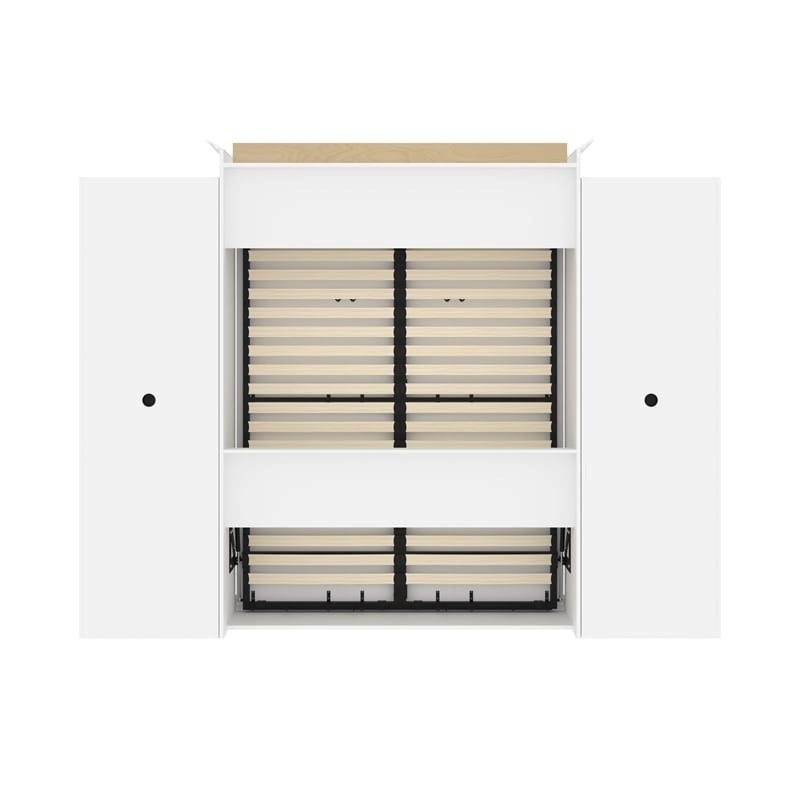 Atlin Designs Wood Queen Murphy Bed & 2 Organizers with Doors in White