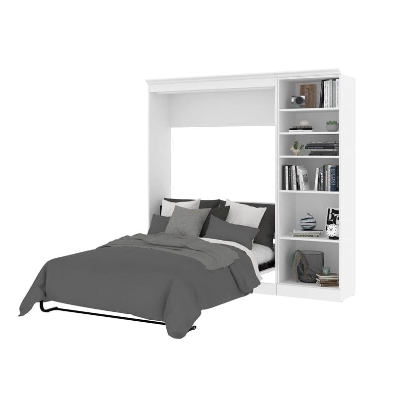 Atlin Designs Contemporary Wood Full Murphy Bed and Closet Organizer in White