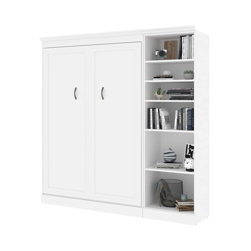Atlin Designs Contemporary Wood Full Murphy Bed and Closet Organizer in White