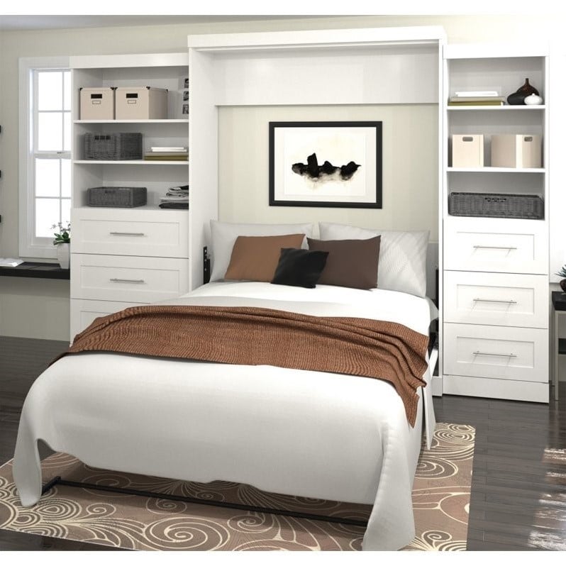Atlin Designs Queen Wall Bed with Storage in White