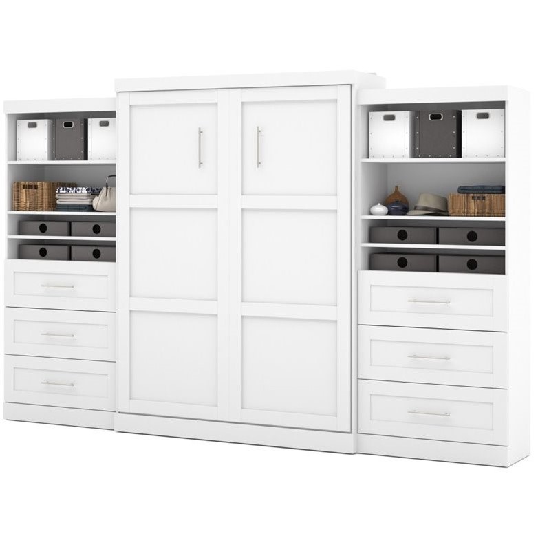 Atlin Designs Queen Wall Bed with Storage in White