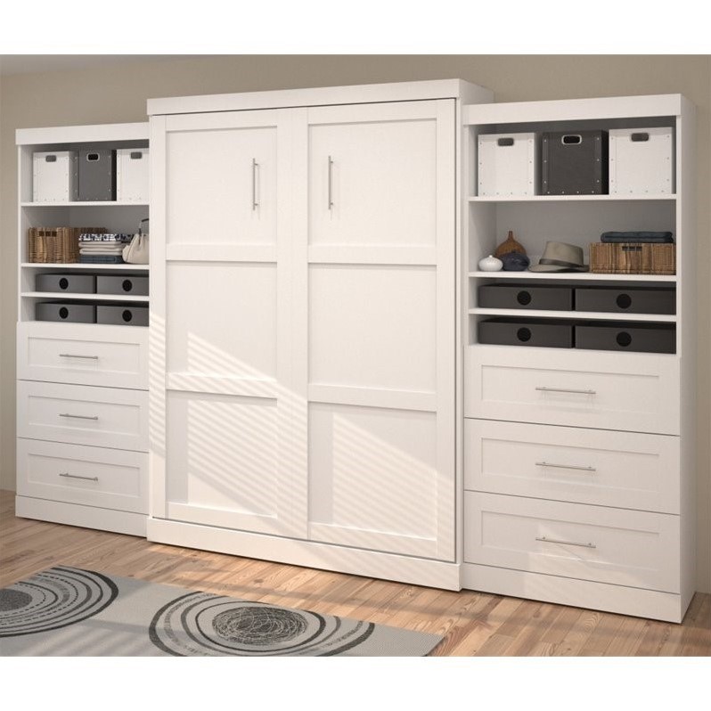 Atlin Designs Queen Wall Bed with Storage in White