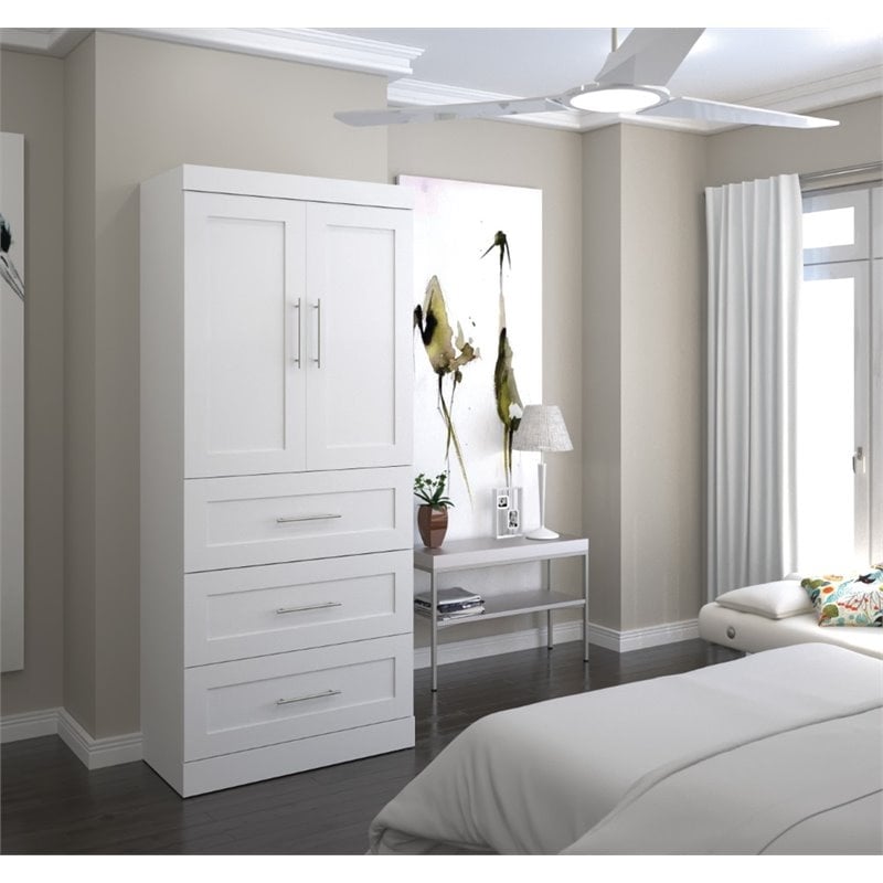 Atlin Designs 3-Drawer Set and Door Wood Storage Unit in White