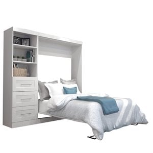 Atlin Designs Transitional Wood 84&quot Full Wall Bed with 3-Drawer Set in White