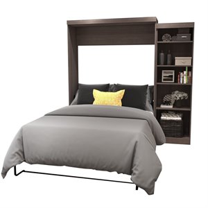 Atlin Designs 90&quot Queen Wall Bed with Storage in Bark Gray